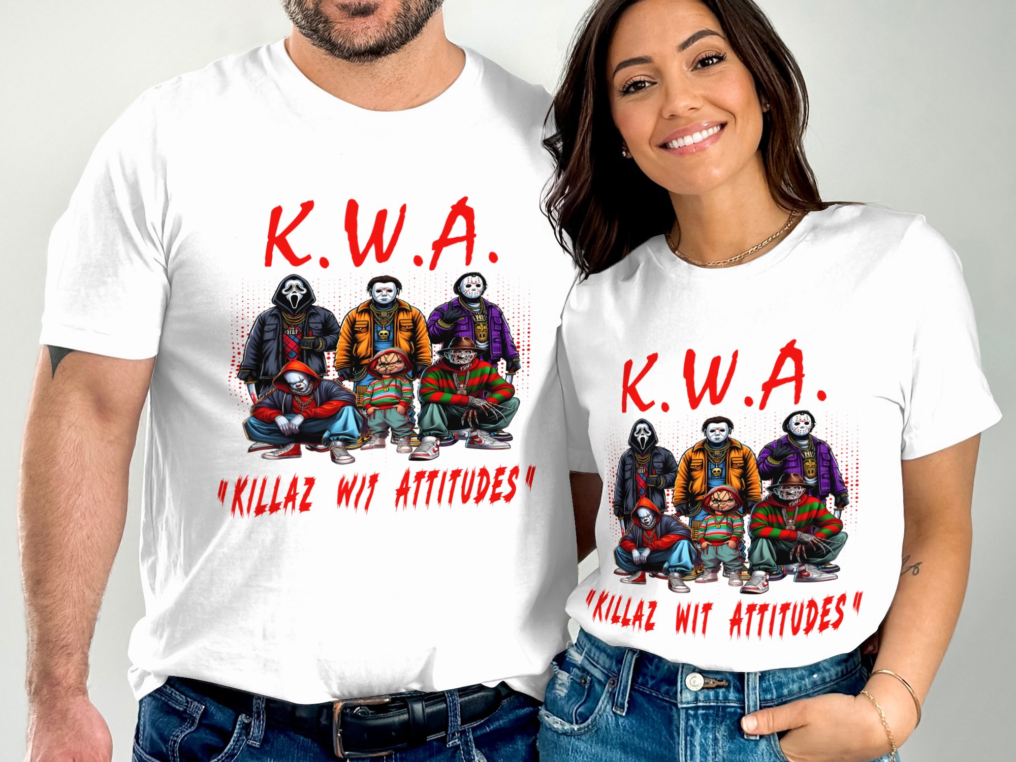 KWA Killaz With Attitudes Horror Movie Character T-Shirts Digital Art, Scary Halloween Ghosts, Friday the 13th, Digital Download - Image 2