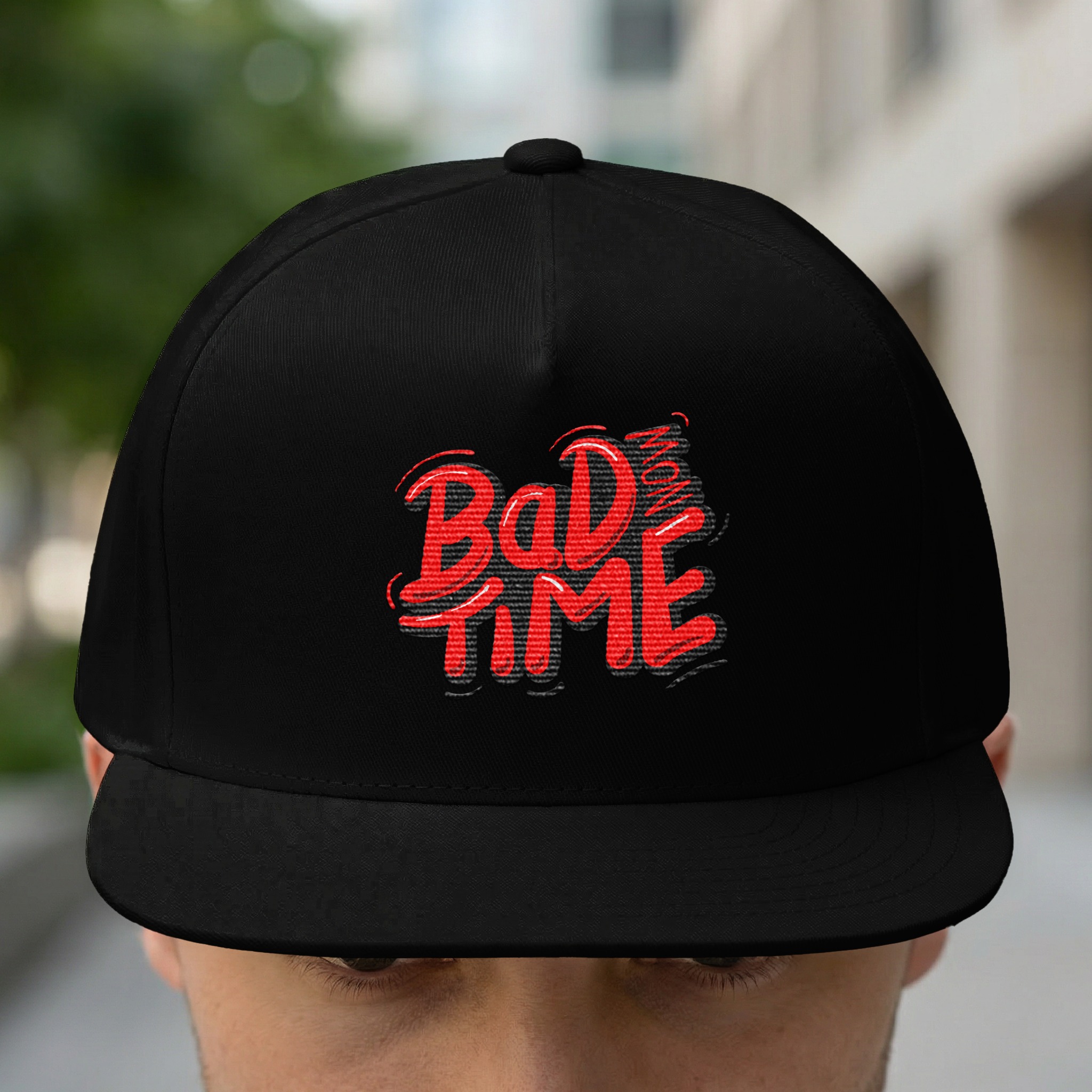 "Bad Time Now" Bold Graphic Slogan Hat