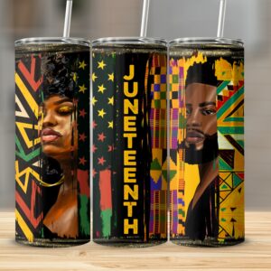 Juneteenth Skinny Tumbler, African American Art Tumbler, 20oz Insulated Tumbler, Black Pride Gift, Kwanzaa Celebration Tumbler