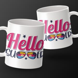Hello Summer Mug, Summer Coffee Mug, Tropical Mug, Vacation Mug, Beach Mug, Fun Mug, Gift Mug, Summer Vibes Mug, Custom Mug