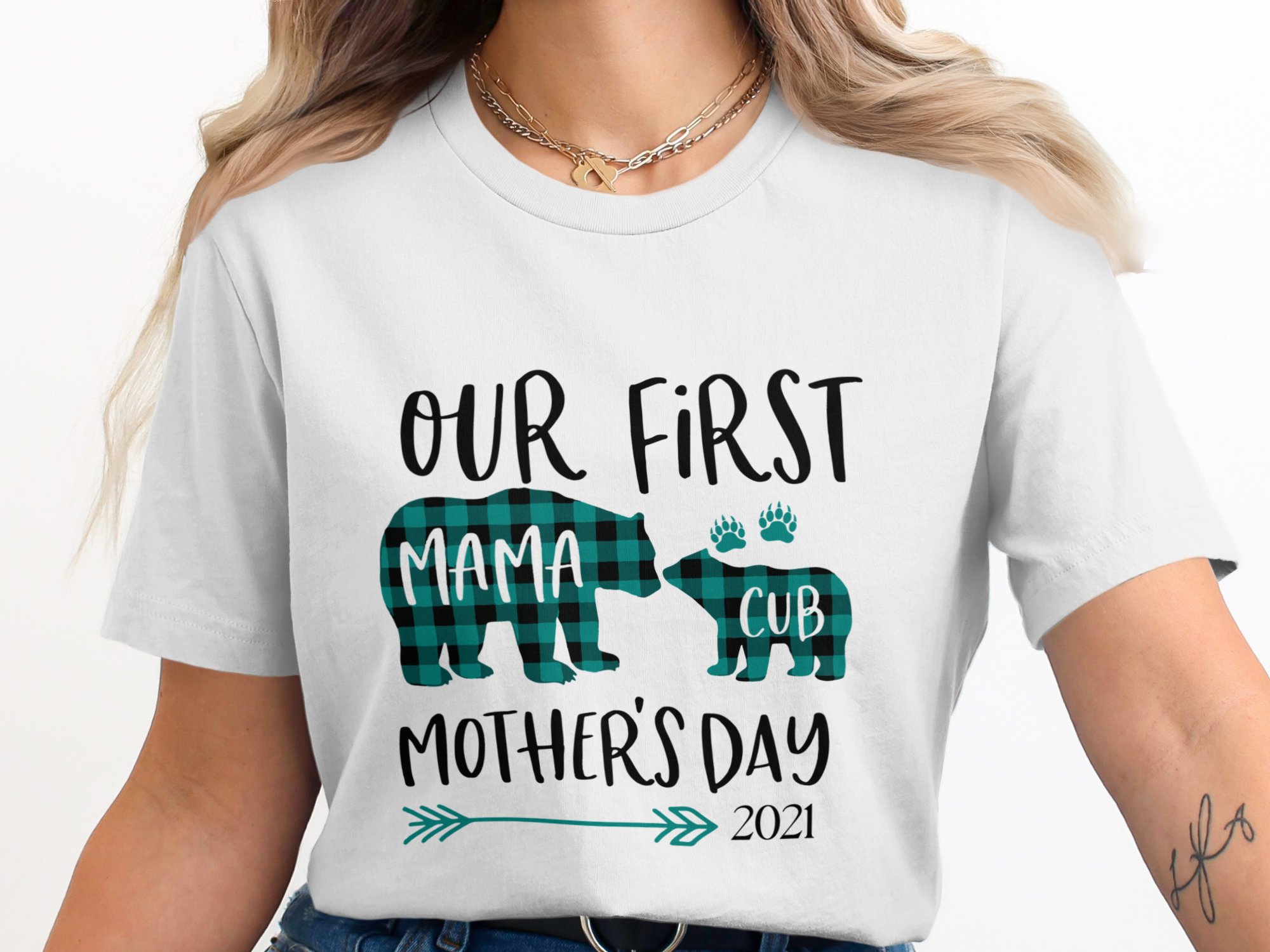 Our First Mothers Day Mama Bear Cub T-Shirt, Digital Art, 2021, Mom and Baby, Cute Gift for New Mom, Bear Family, Matching Family - Image 2