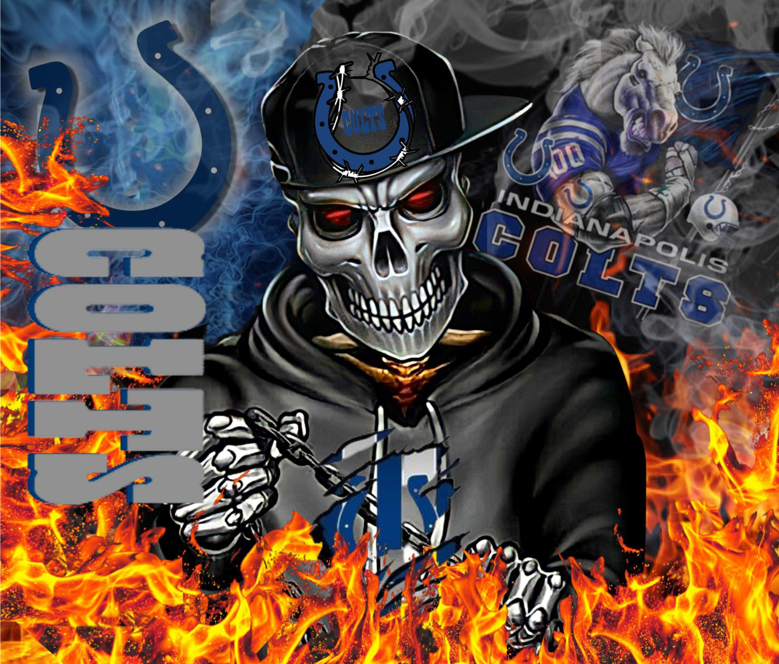 Colts Skull Smoke Indianapolis Design, Custom Sports Fan Gift, Unique Team Merchandise, Artistic Tumbler, Intense Fan Art Cup - Image 5