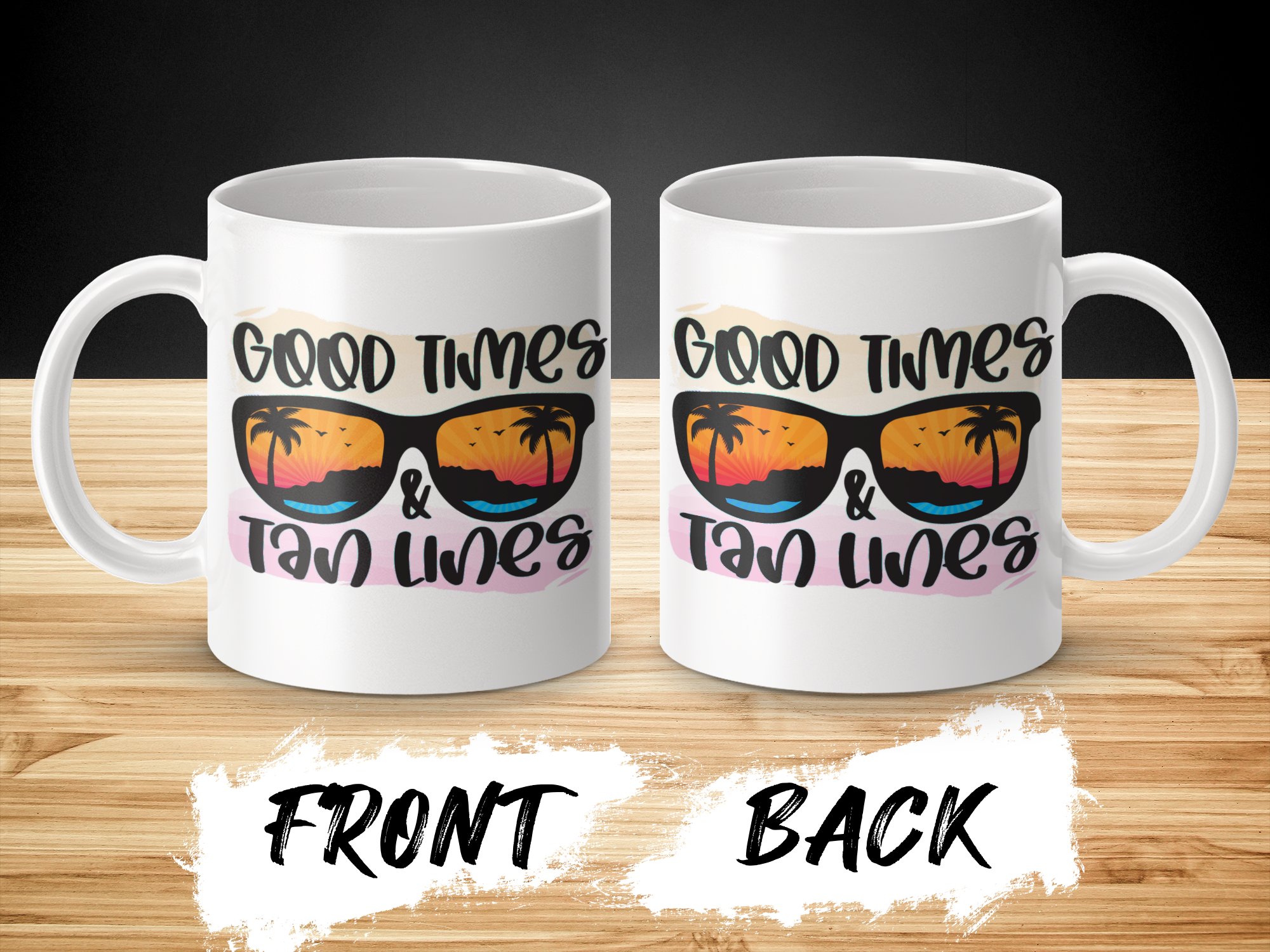 Good Times and Tan Lines Mug, Summer Beach Coffee Cup, Tropical Vibes Gift, Fun Vacation Mug, Colorful Sunset Design - Image 4
