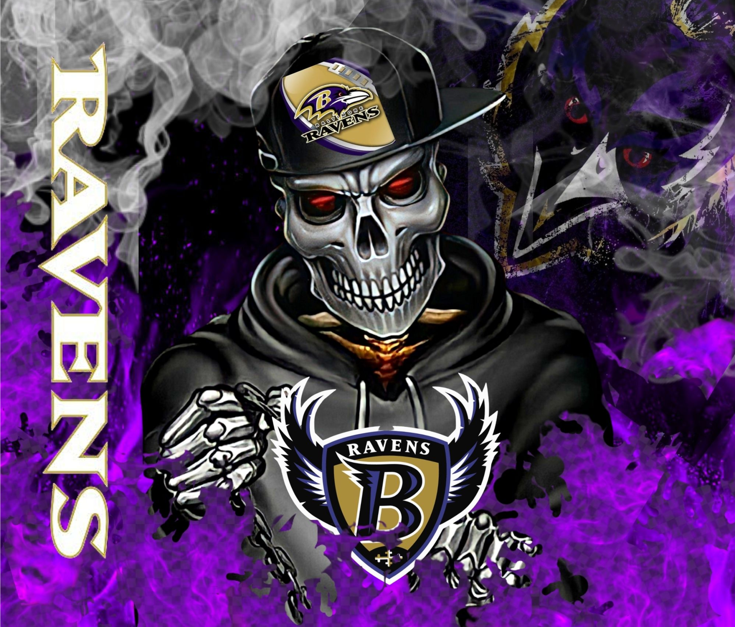Ravens Football Team Design, Smoky Purple and Black Theme, Unique Sports Fan Gift, Trendy Tumbler for Tailgates - Image 6