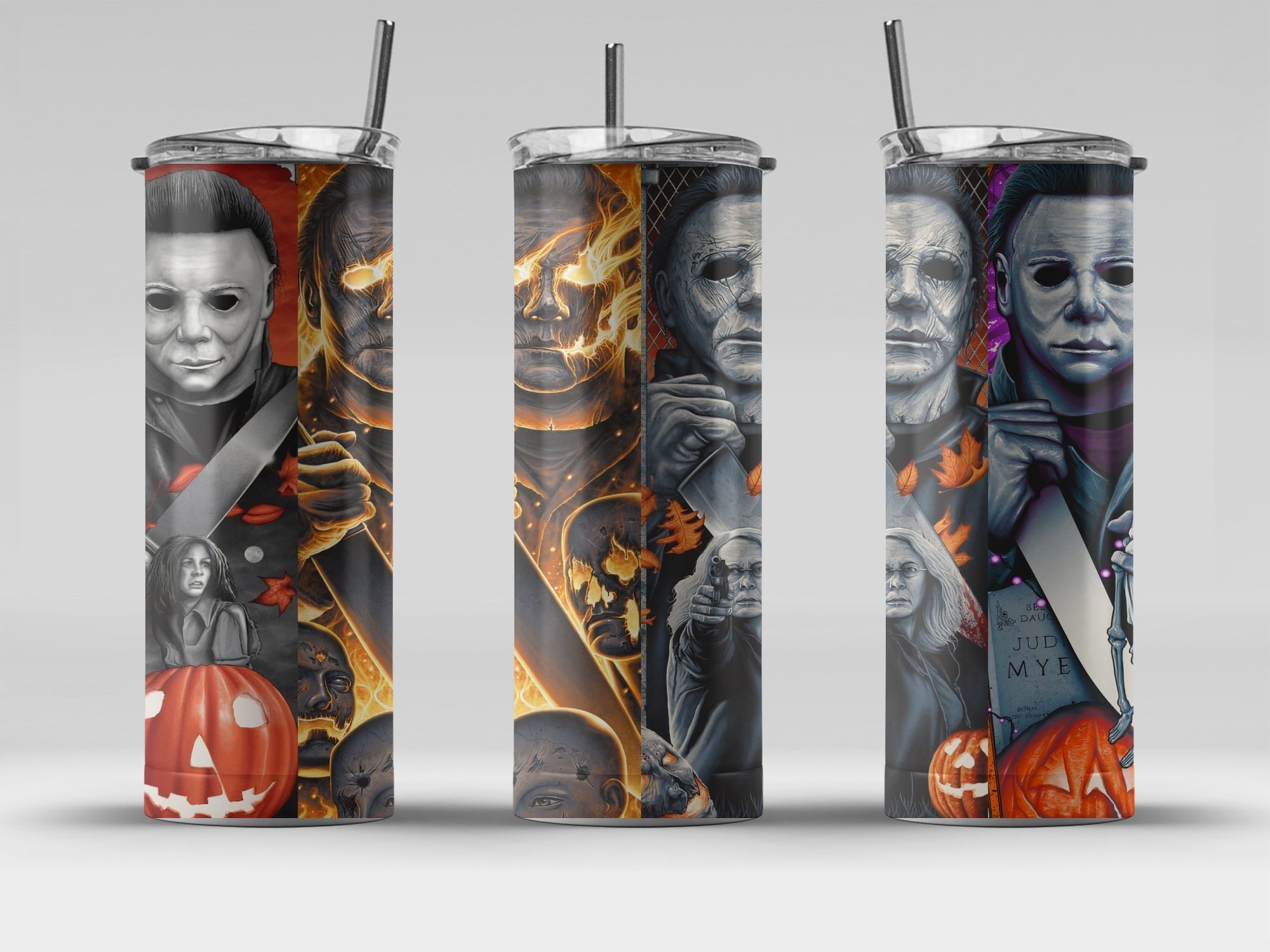 Horror Movie Art Tumbler, Scary Halloween Tumbler, 20oz Skinny Tumbler, Horror Character Design, Spooky Drinkware, Halloween Gift - Image 4