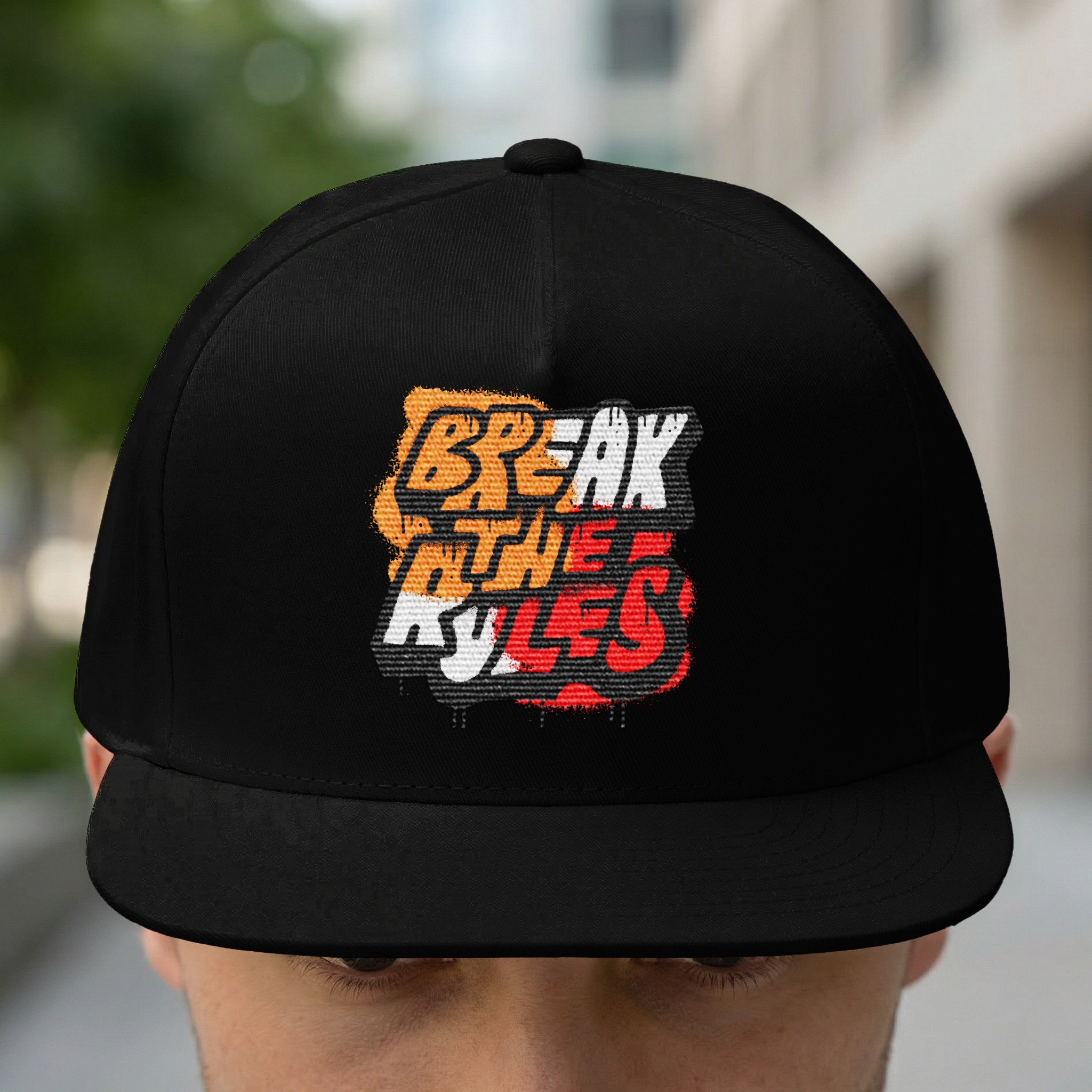 Break the Rules Graffiti Hat - Edgy Streetwear Style - Image 2