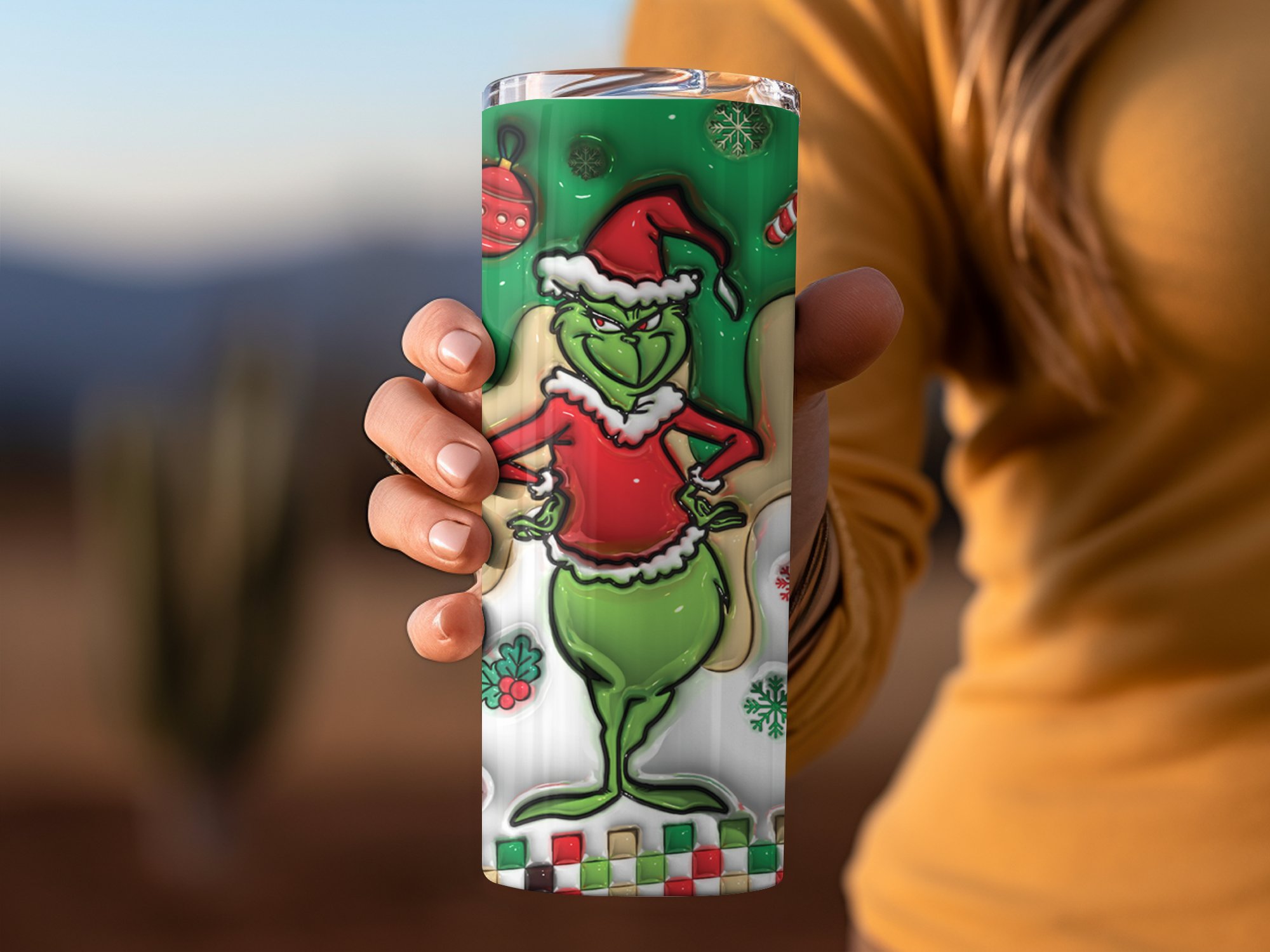 Christmas Grinch Skinny Tumbler, Holiday Grinch Tumbler, Festive Grinch Drinkware, 20oz Grinch Tumbler Cup, Christmas Gift Ideas - Image 2