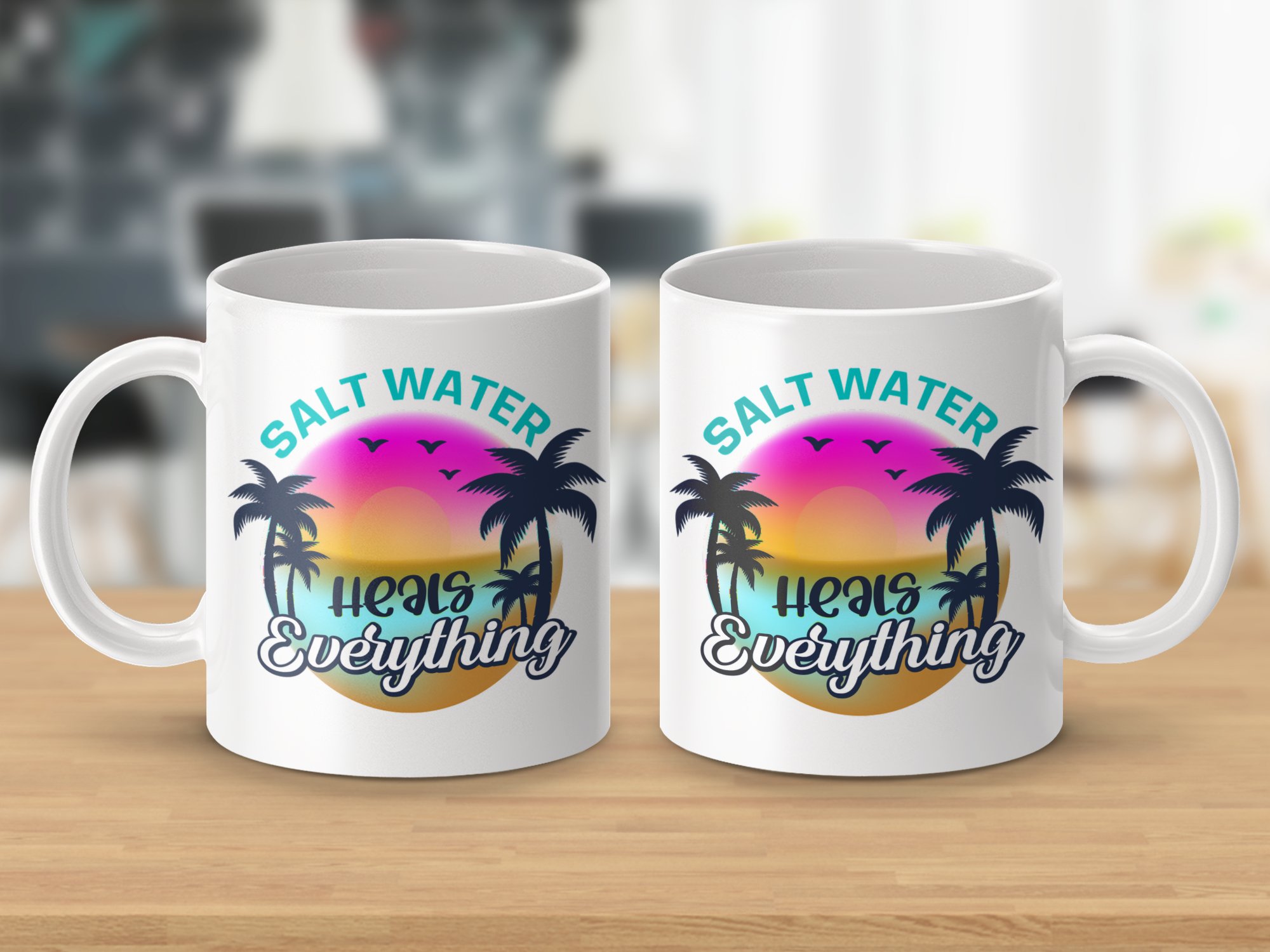 Salt Water Heals Everything Beach Sunset Mug - Image 3