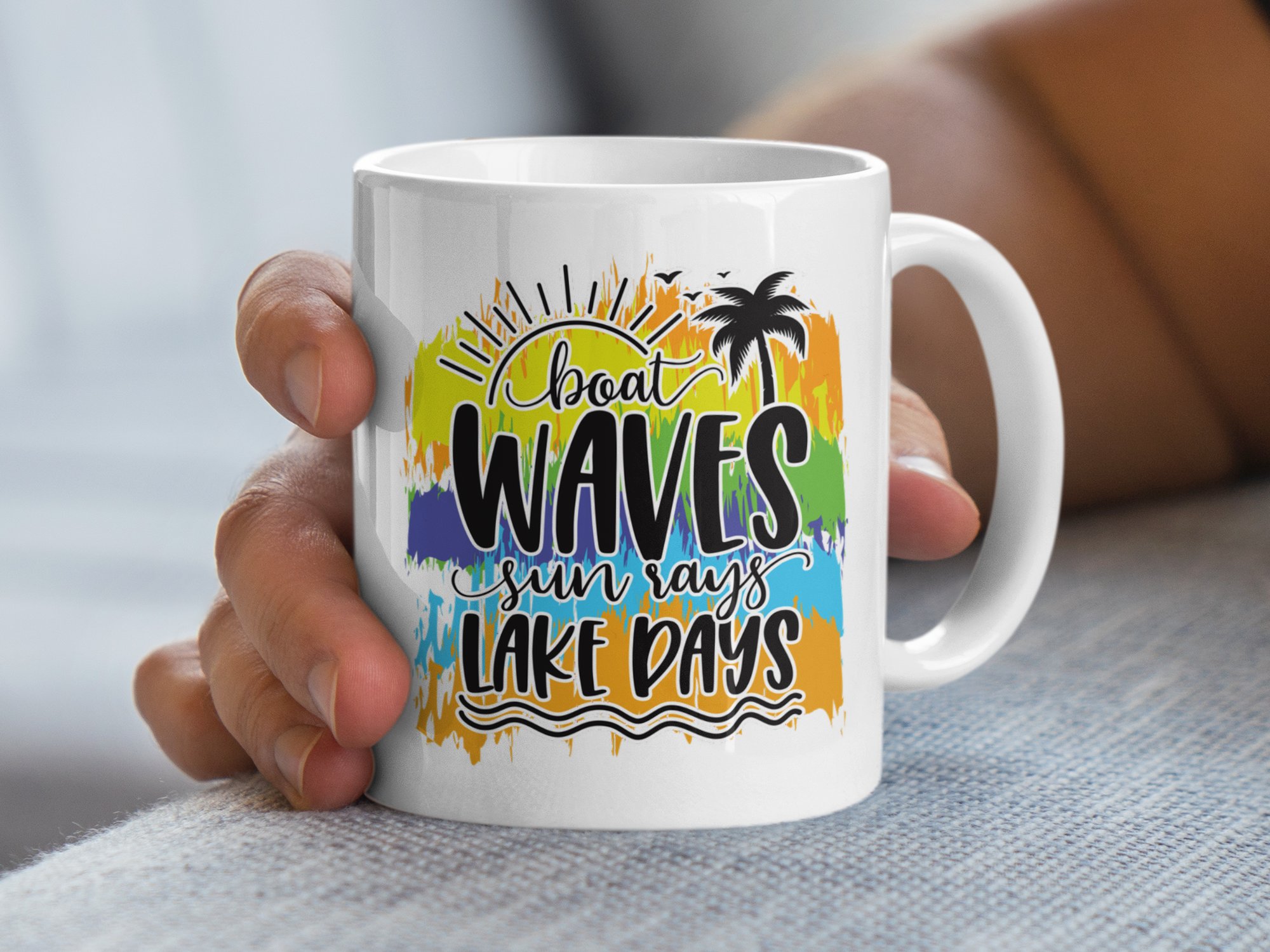Boat Waves Sun Rays Lake Days Mug - Image 2