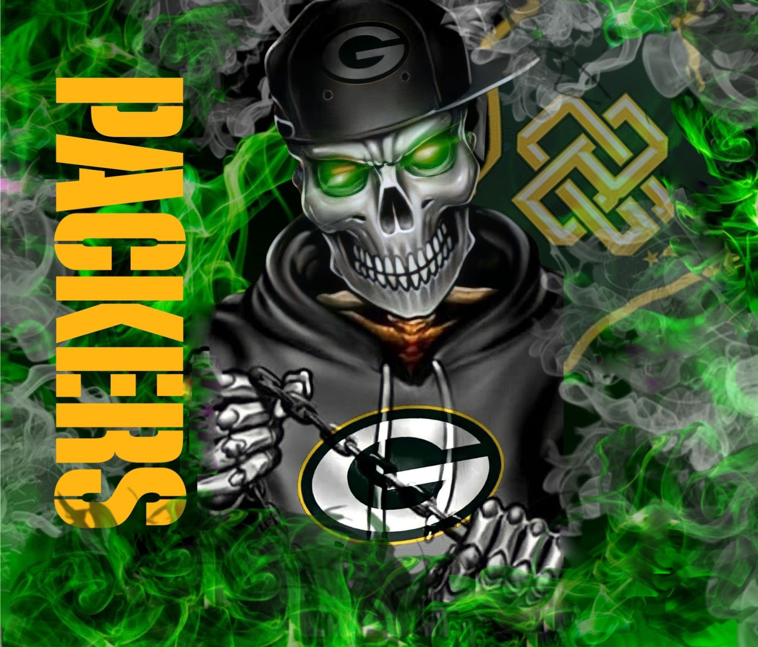 Green Bay Packers Skeleton Skull Graphic, Halloween Theme, Sports Fan Gift, Creepy Skull Tumbler, Eerie Design, Unique Gift Idea - Image 5
