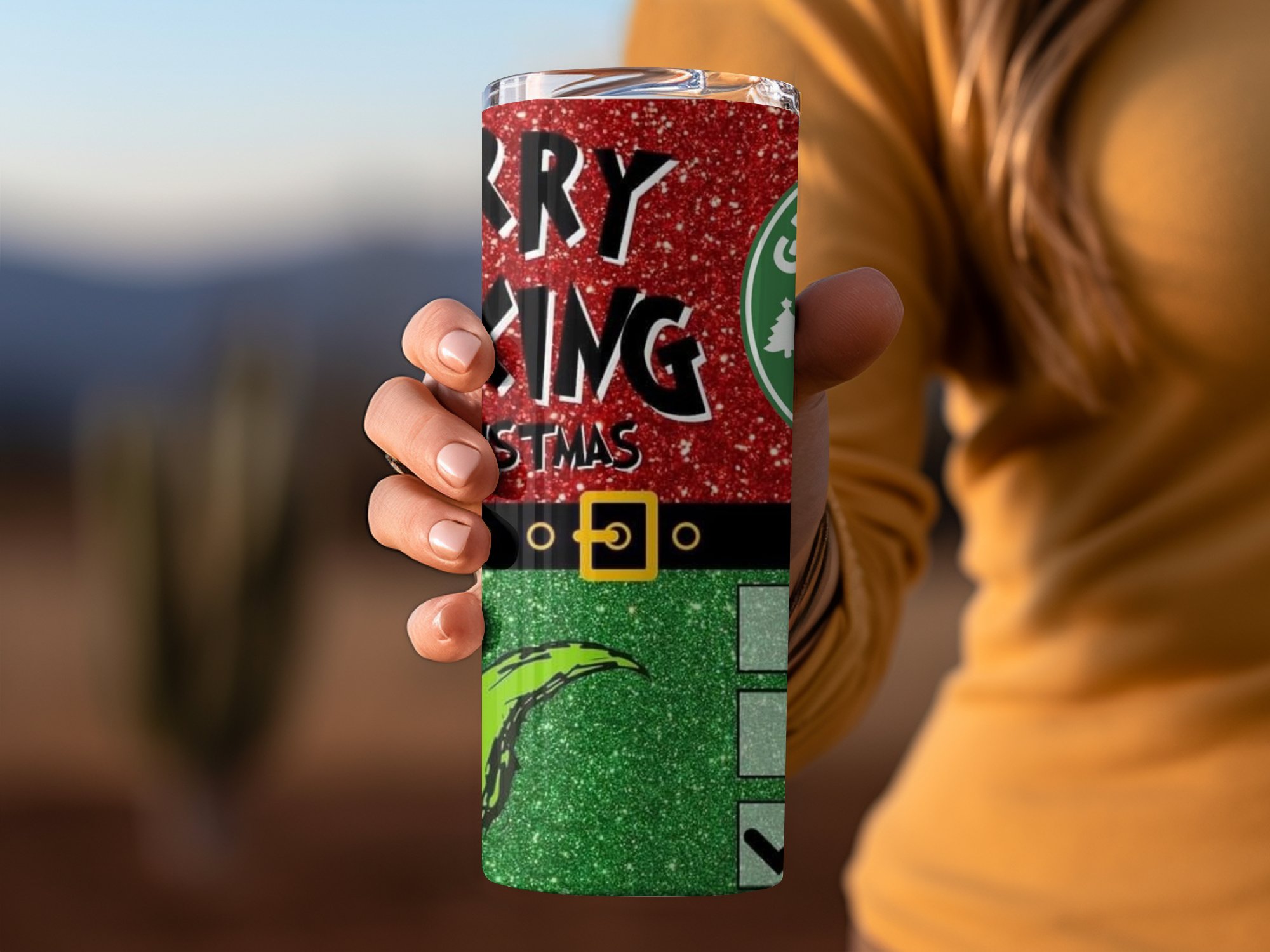 Merry Christmas Skinny Tumbler, Grinchmas Blend Tumbler, Christmas Gift, Naughty Or Nice Checklist, Funny Holiday Tumbler - Image 2