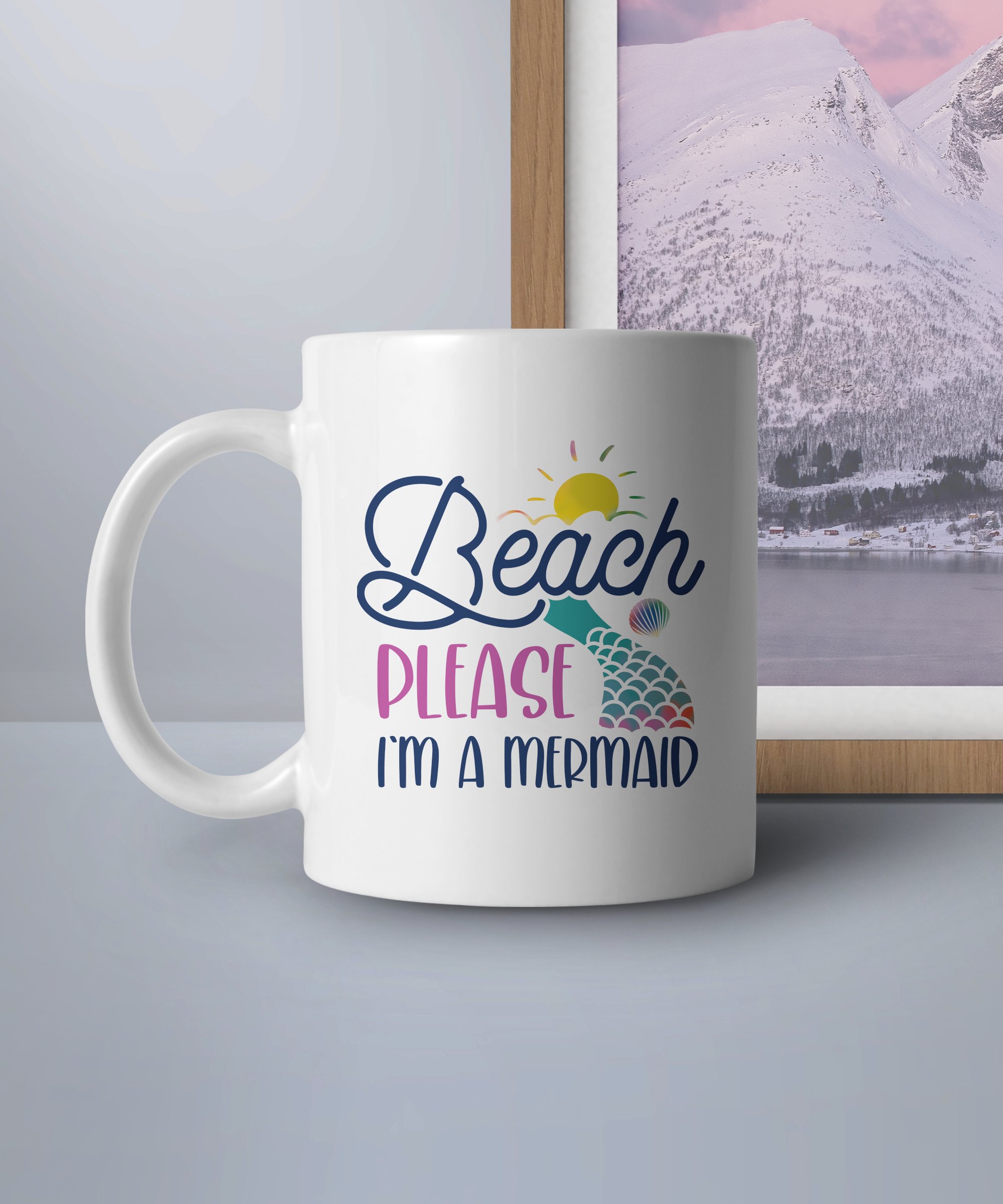 Beach Please I'm a Mermaid Mug, Mermaid Themed Mug, Beach Lover's Gift, Fun Quote Mug, Ocean Inspired Coffee Mug, Colorful Cute Mug - Image 4