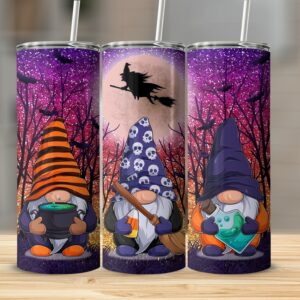 Halloween Gnome 20oz Skinny Tumbler, Witch Hat Gnomes Tumbler, Magic Potion, Spooky Night, Perfect Halloween Gift, Cute Gnome Decor
