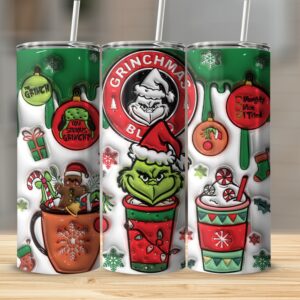 Grinchmas Skinny Tumbler, Christmas Grinch Tumbler, Holiday Drinkware, Grinch Gift, Winter Tumbler, Grinch Mug, Holiday Beverage Cup