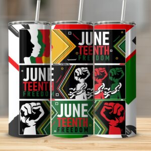 Juneteenth Freedom Skinny Tumbler, Juneteenth Celebration Tumbler, African American Pride Tumbler, 20oz Skinny Tumbler, Gift for Her