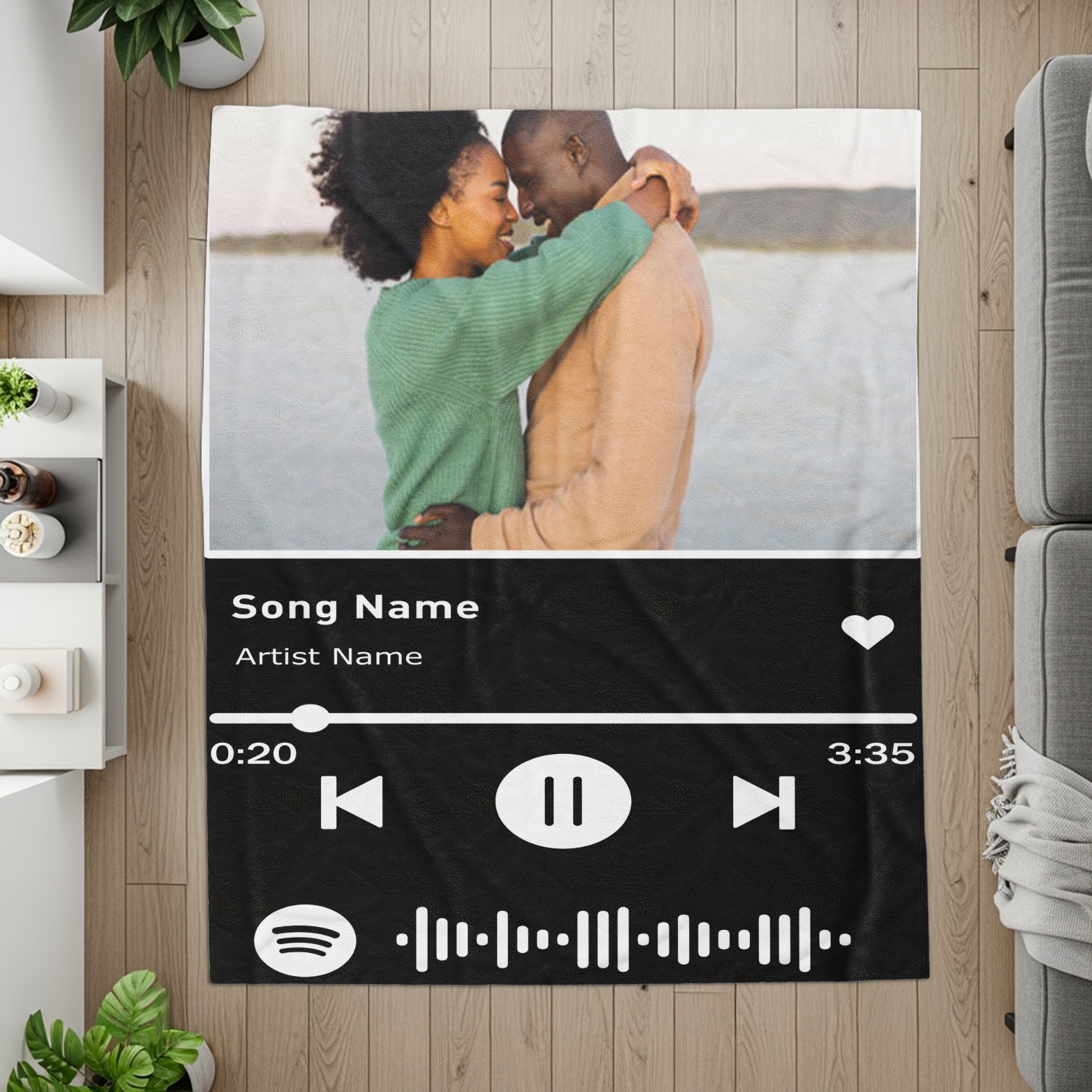 Personalized Song Player Photo Blanket - Image 2