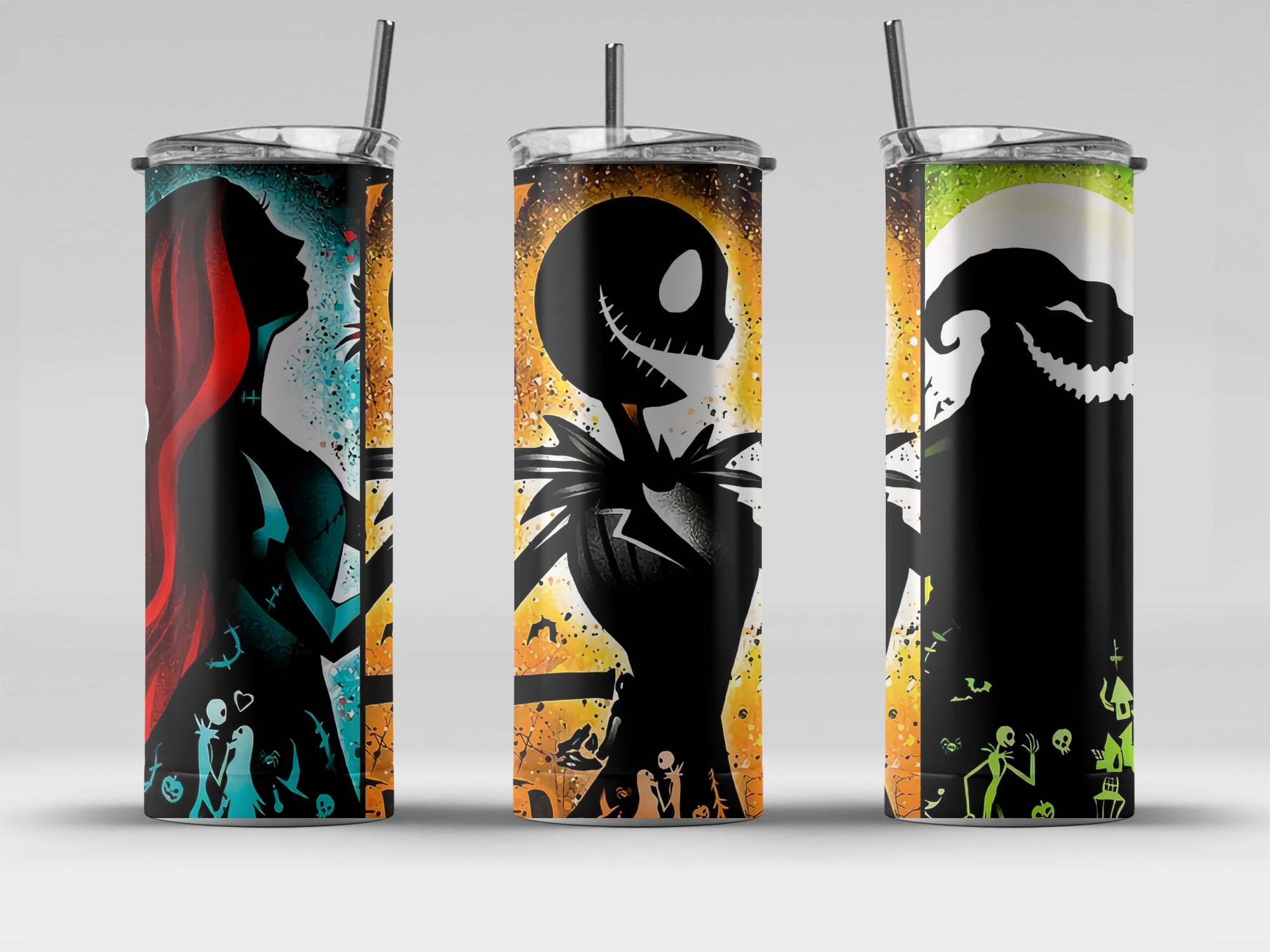 Halloween 20oz Skinny Tumbler, Spooky Character Art Tumbler, Horror Theme Drinkware, Unique Gifts, Vibrant Gothic Design, Holiday Tumbler - Image 4