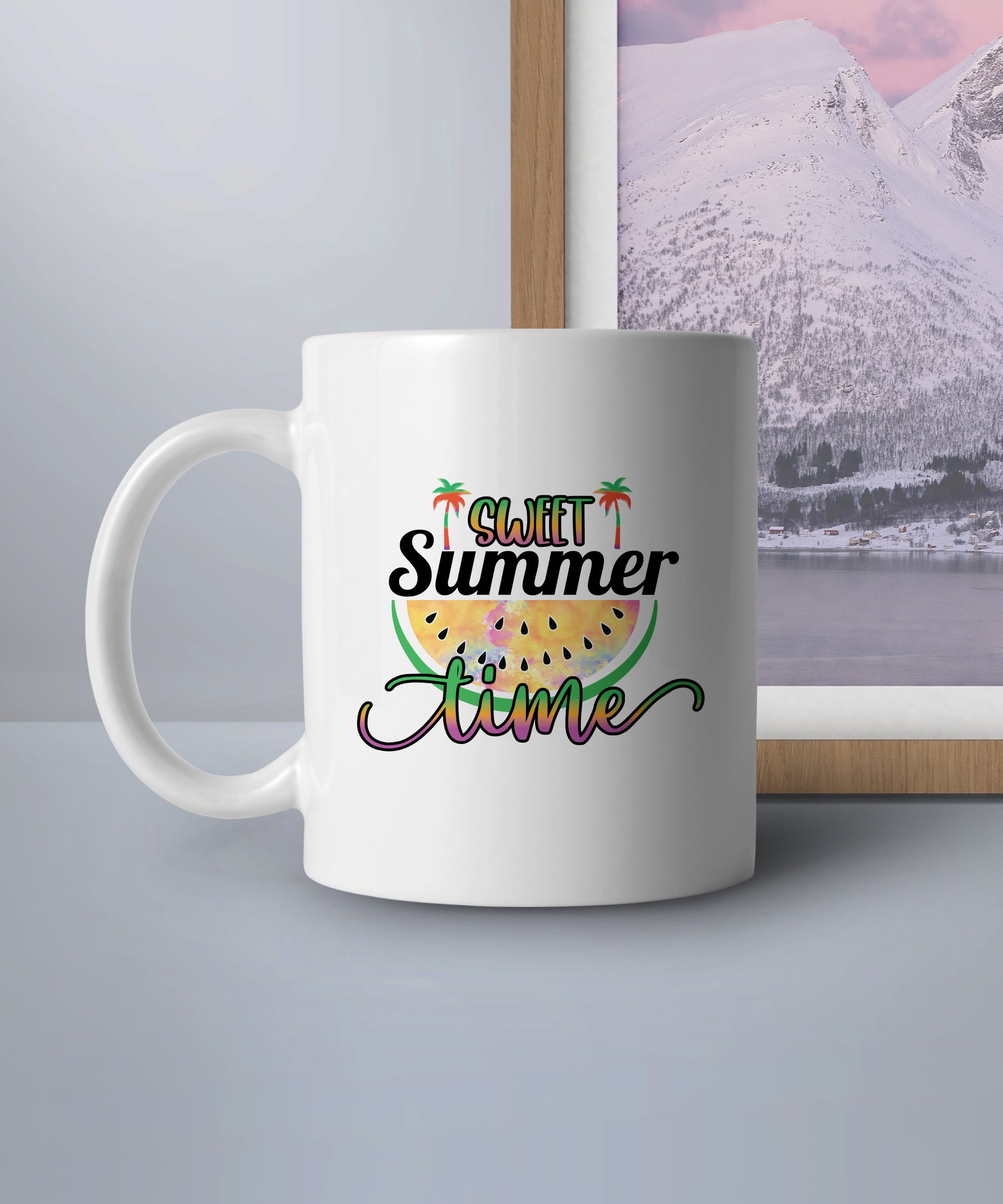 Sweet Summer Time Mug, Cute Summer Mug, Watermelon Design Mug, Fun Beach Mug, Colorful Summer Coffee Cup, Summer Vibes Mug - Image 4