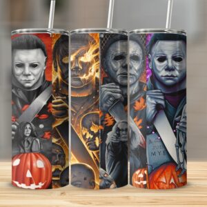 Horror Movie Art Tumbler, Scary Halloween Tumbler, 20oz Skinny Tumbler, Horror Character Design, Spooky Drinkware, Halloween Gift