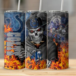 Colts Skull Smoke Indianapolis Design, Custom Sports Fan Gift, Unique Team Merchandise, Artistic Tumbler, Intense Fan Art Cup