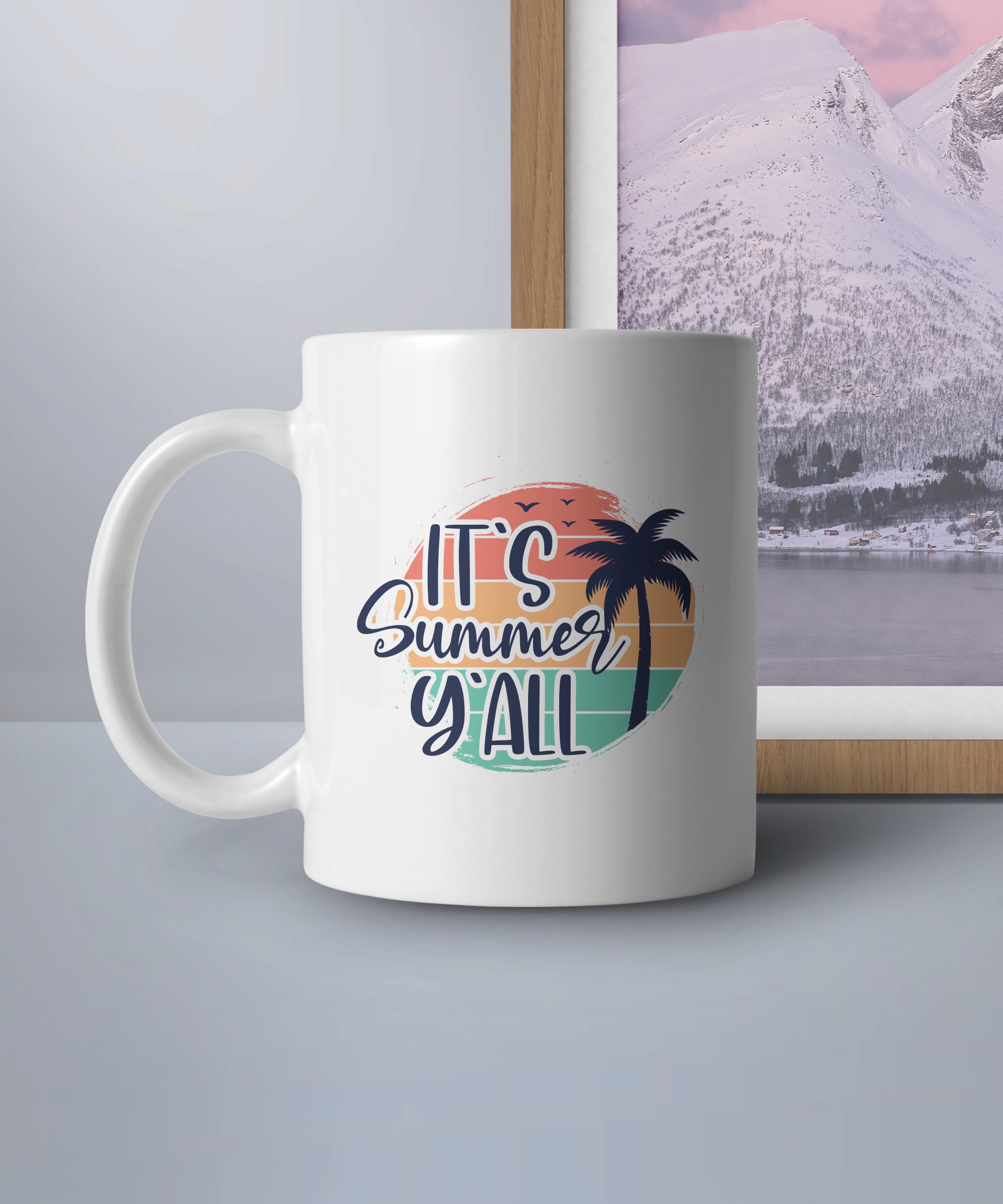 It's Summer Y'all Mug, Retro Palm Tree Mug, Summer Vibes Mug, Tropical Coffee Mug, Beach Lover Gift, Vacation Travel Mug, Fun Mug - Image 4