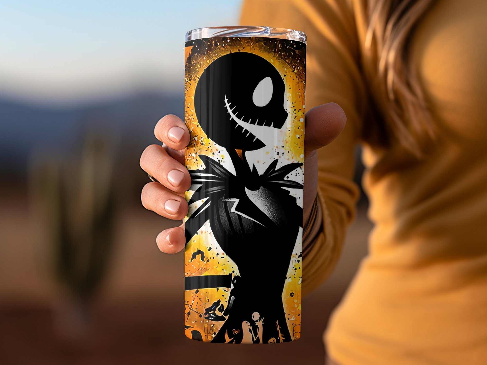 Halloween 20oz Skinny Tumbler, Spooky Character Art Tumbler, Horror Theme Drinkware, Unique Gifts, Vibrant Gothic Design, Holiday Tumbler - Image 3