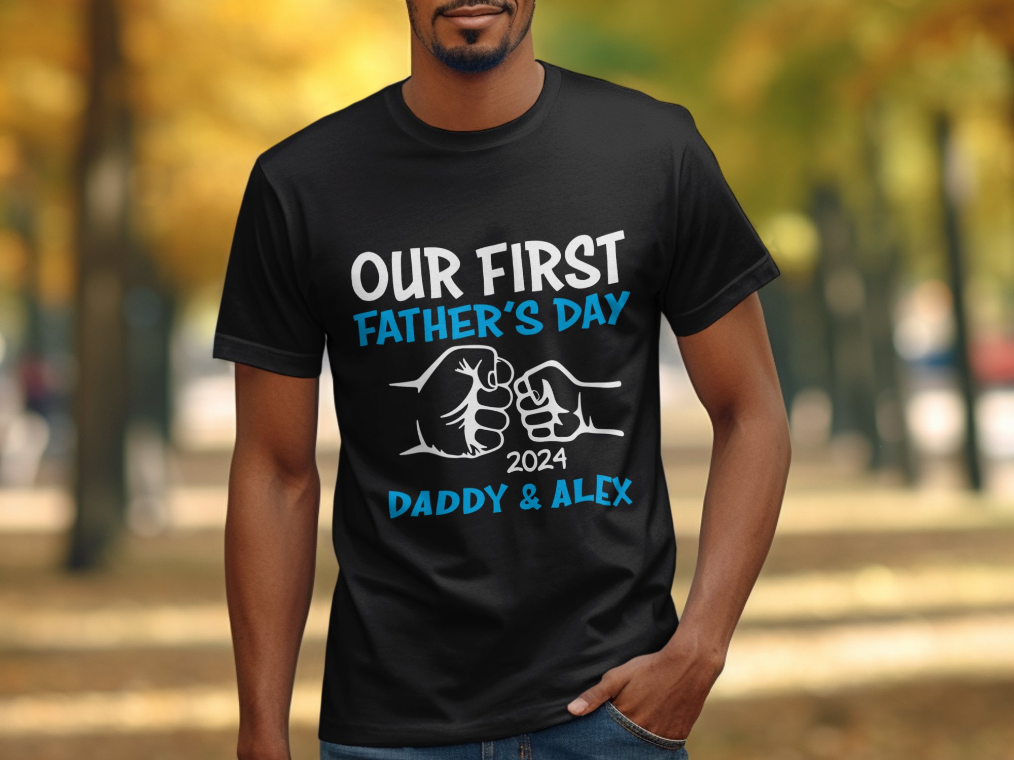 Our First Fathers Day 2024 T-Shirt,New Dad Gift,Daddy and Alex Digital,Fathers Day Gift,New Father T-Shirt,Best Dad Ever Gift - Image 3