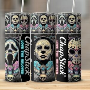 Horror Skull Tumbler, Day of the Dead Skinny Tumbler, 20oz Custom Tumbler, Scary Skull Tumbler, Halloween Skull Mug