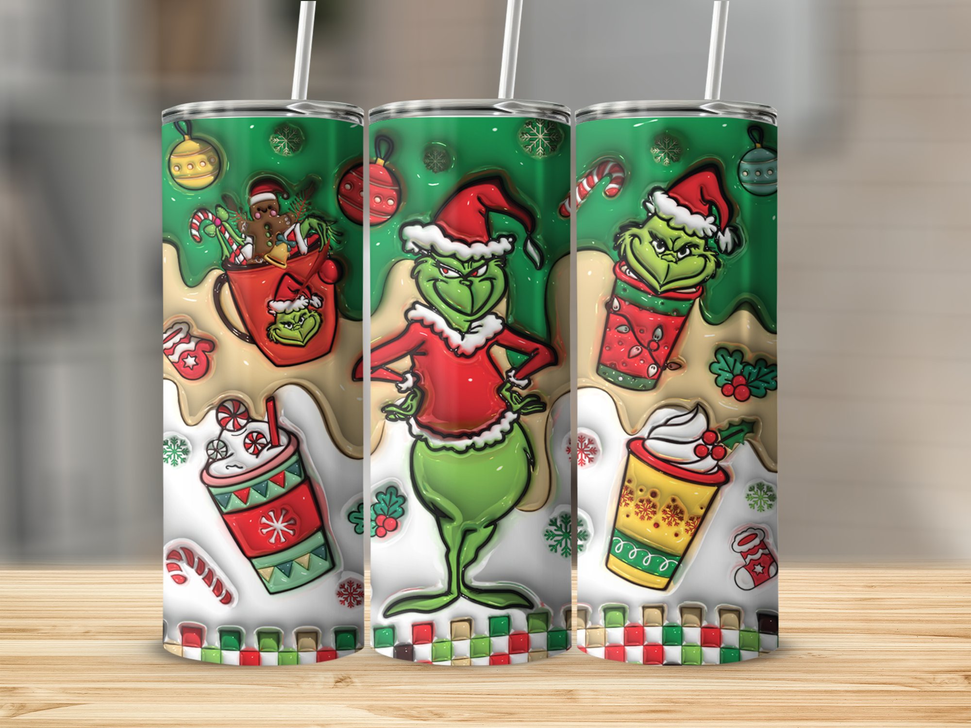 Christmas Grinch Skinny Tumbler, Holiday Grinch Tumbler, Festive Grinch Drinkware, 20oz Grinch Tumbler Cup, Christmas Gift Ideas - Image 3