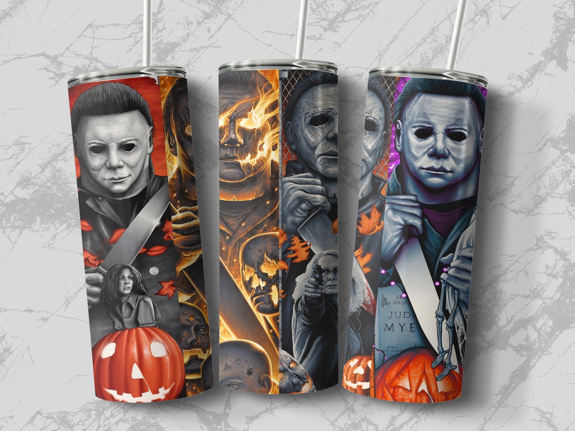 Horror Movie Art Tumbler, Scary Halloween Tumbler, 20oz Skinny Tumbler, Horror Character Design, Spooky Drinkware, Halloween Gift - Image 2