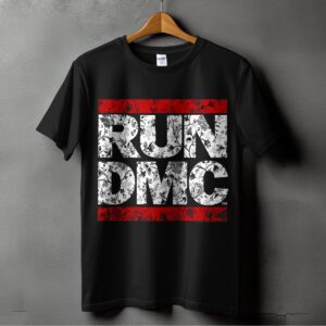 Run DMC Floral Art T-Shirts, Black White Floral Digital Art, Hip Hop Floral Design, Music Inspired Art, Vintage Floral T-Shirt, Digital