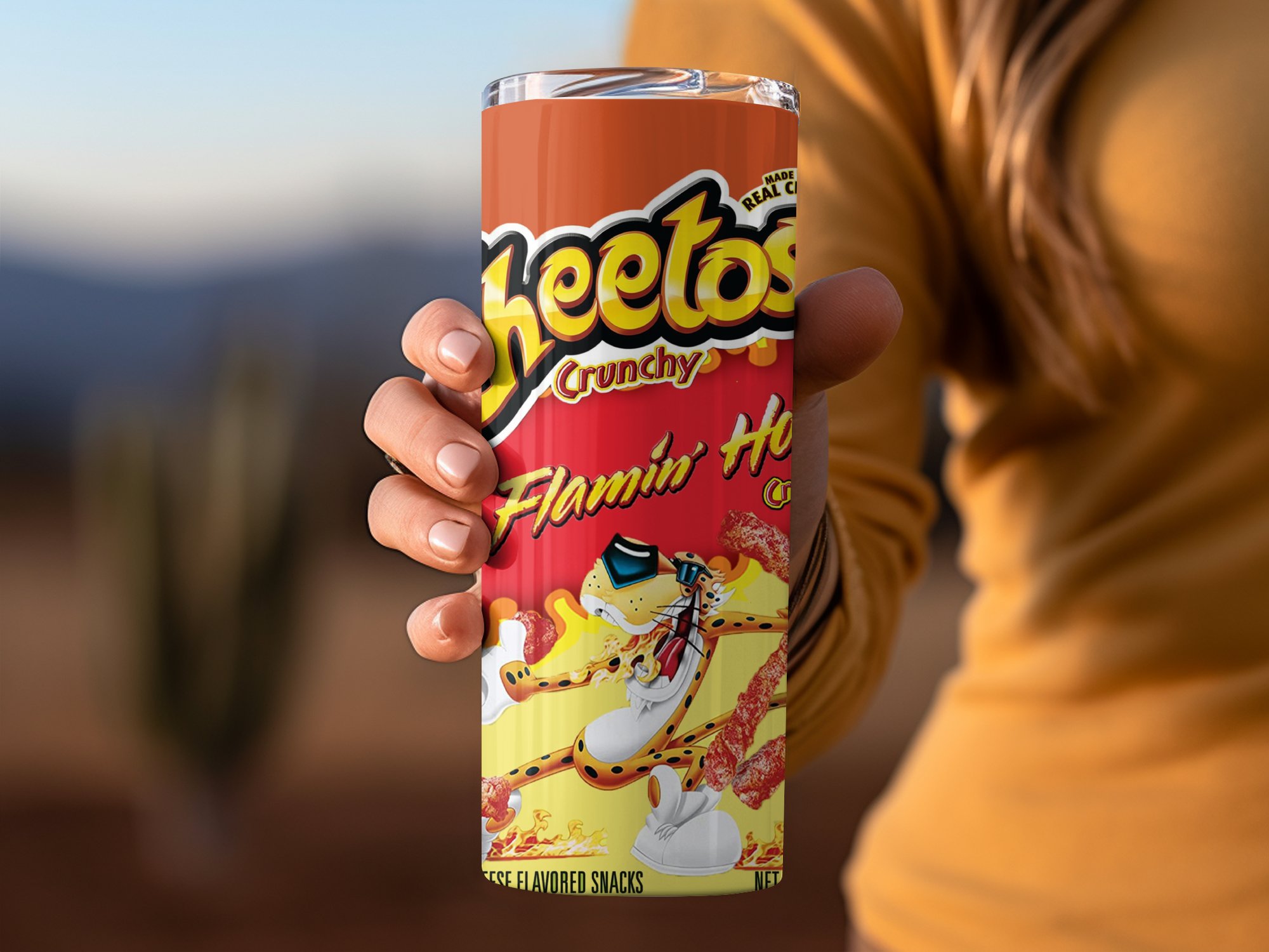 Flamin Hot Cheetos Tumbler, Skinny Tumbler For Snack Lovers, Unique Tumbler For Cheetos Fans, 20oz Fun Drinkware, Perfect Gift Idea - Image 2