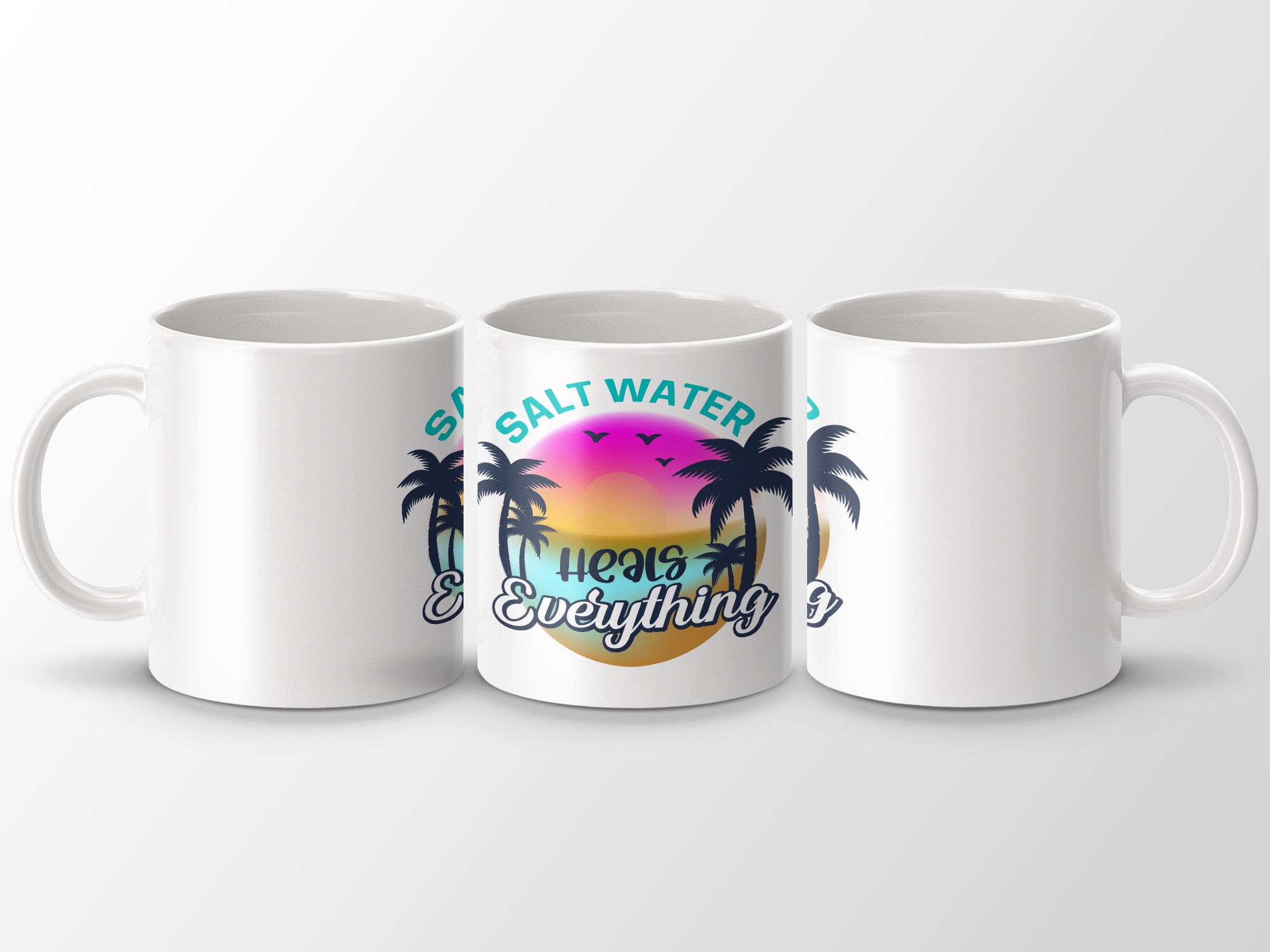 Salt Water Heals Everything Beach Sunset Mug